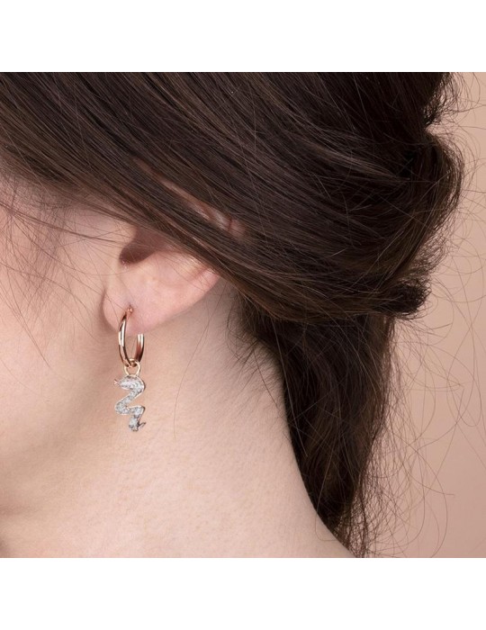 Bronzallure Woman Mono Earring - Altissima with Snake Pendant and White Zircons - 0
