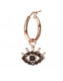 Bronzallure Woman's Mono Earring - Altissima with Eye of Fatima Pendant and Black Spinels - 0