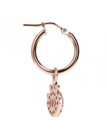 Bronzallure Woman's Mono Earring - Altissima with Eye of Fatima Pendant and Black Spinels - 0 2