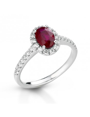 Buonocore Woman's Ring - in White Gold with Ruby and Diamonds - 0