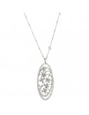 Crivelli Woman's Necklace - in White Gold with Oval Flower Pendant and Natural Diamonds - 0