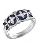 Picca Woman Ring - in White Gold with Diamonds and Sapphire - 0