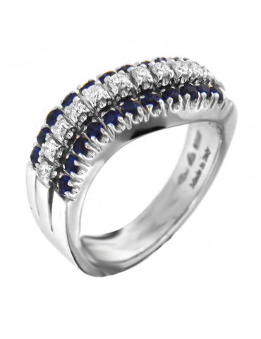 Anello Salvini Donna - in Oro Bianco con Diamanti e Zaffiro - 0