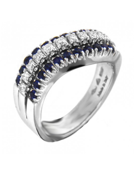 Salvini Woman Ring - in White Gold with Diamonds and Sapphire - 0