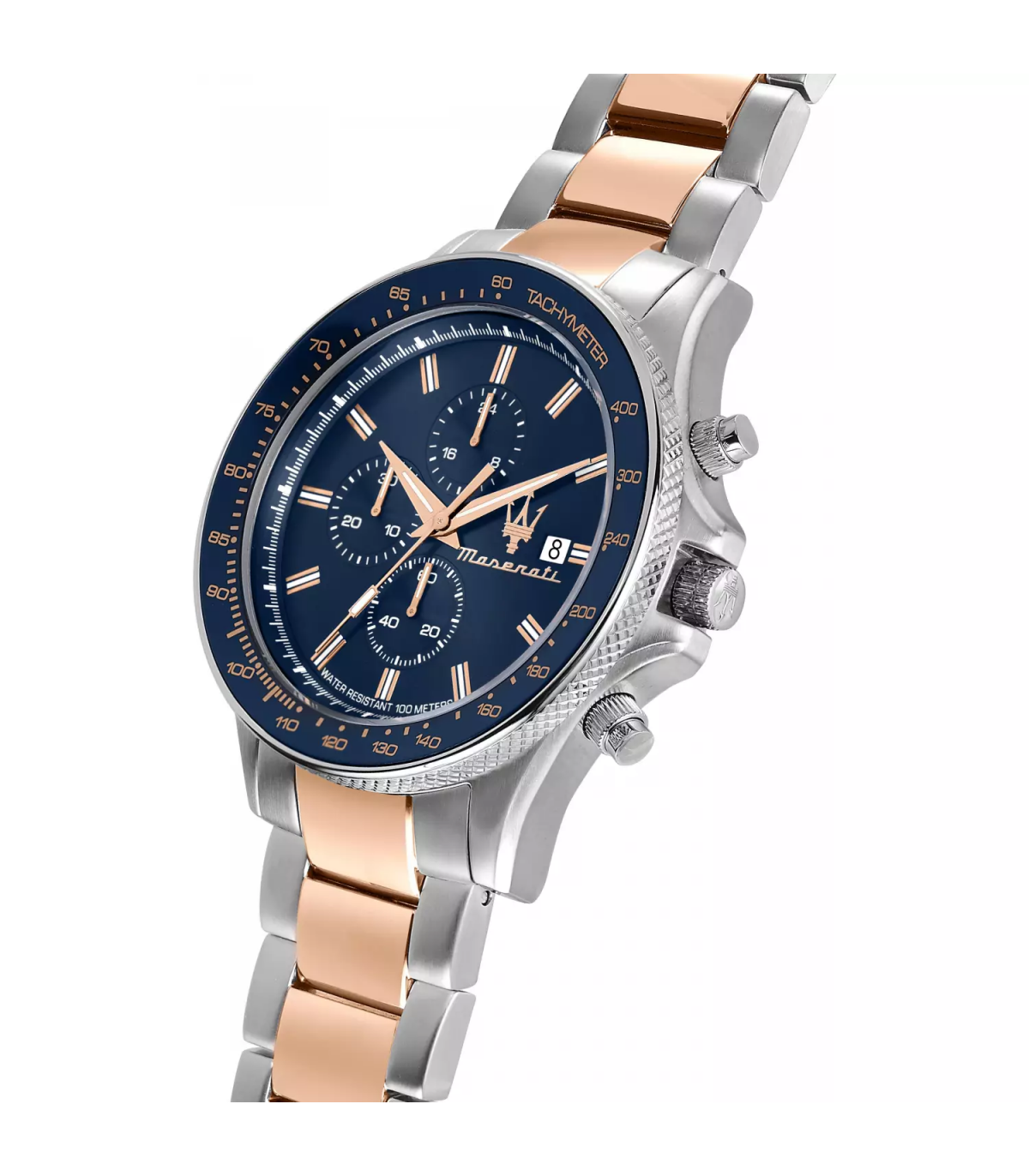 Men\'s Sfida Chronograph - 0 44mm Gold Rose Blue - Watch Maserati