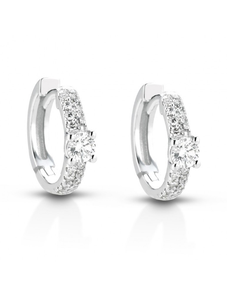 Orecchini Buonocore Donna - in Oro Bianco a Cerchio con Diamanti - 0
