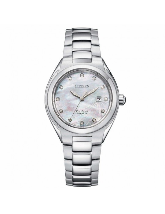 Citizen Woman's Watch - Super Titanium Eco Drive 31mm Mother of Pearl with Natural Diamonds - 0