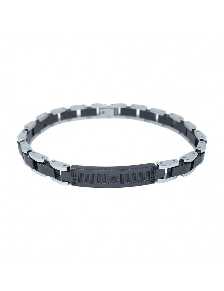 Bracciale Zancan Uomo - Hi-Teck - Acciaio - Spinelli Neri - EHB202