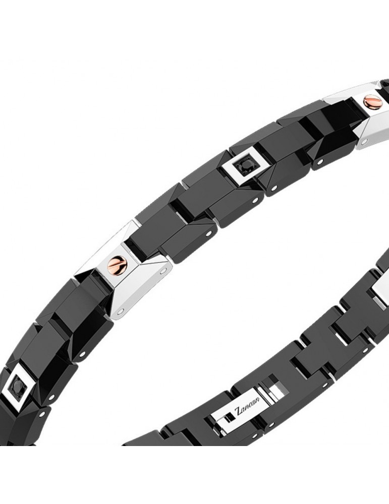 Bracciale Zancan - Hi-Teck - Acciaio Ceramica Nera - Spinelli - EHB163