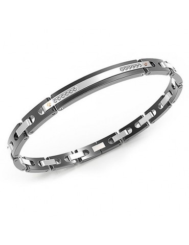Bracciale Zancan - Hi-Teck - Acciaio - Nero - Zaffiri Bianchi - EHB092