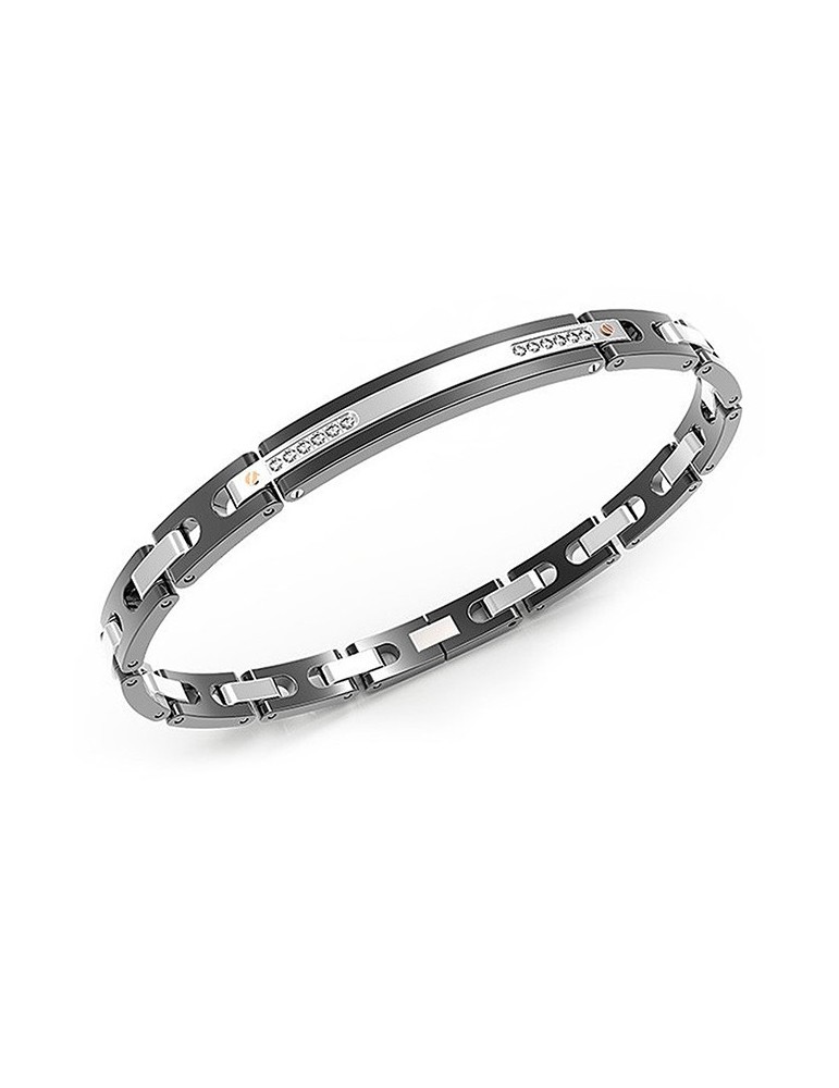ZANCAN BLACK STEEL BRACELET AND WHITE SHAPPIRES - 0