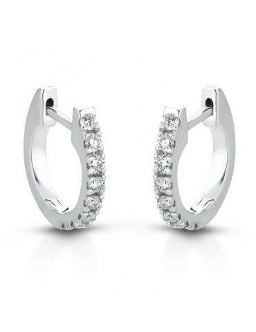 Orecchini Buonocore Donna - in Oro Bianco a Cerchietto con Diamanti - 0