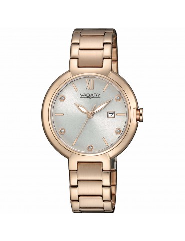 Vagary Woman's Watch - Flair Time and Date 32mm Silver Rose Gold with Crystals - 0
