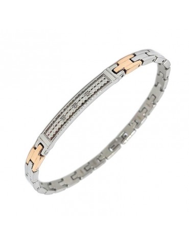 Bracciale Zancan Uomo - Hi-Teck - Acciaio - Zirconi Bianchi - EHB194