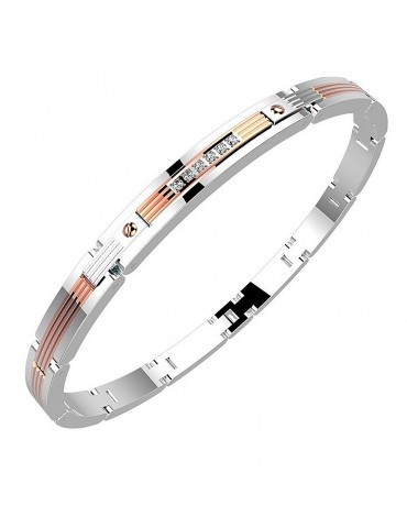 Bracciale Zancan - Hi-Teck - Acciaio - Oro Rosa - Zaffiri - EHB113