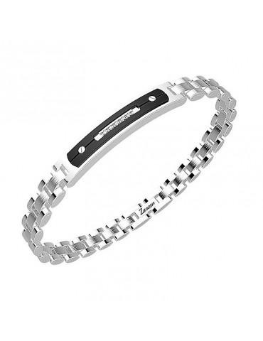 Bracciale Zancan Uomo - Hi-Teck - Acciaio - Zaffiri Bianchi - EHB110