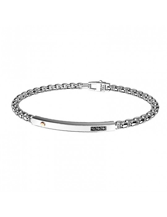 Bracciale Zancan Uomo - Hi-Teck - Acciaio - Spinelli Neri - EHB178
