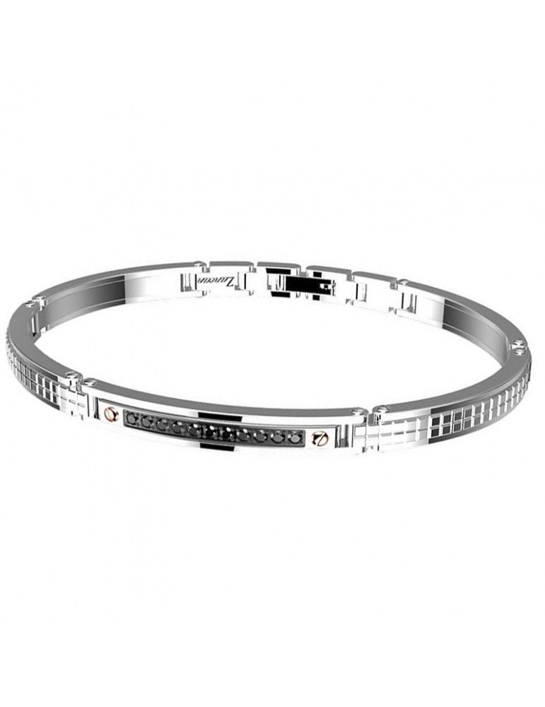 Bracciale Zancan Uomo - Hi-Teck - Acciaio - Spinelli Neri - EHB167