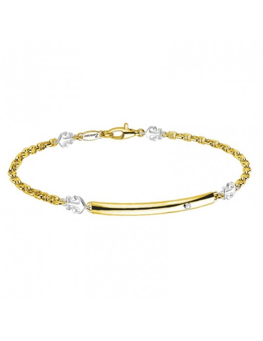 Zancan Bracelet for Men - Insignia Gold in Yellow Gold and White Gold with Anchors - 0