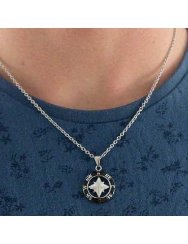 Collana Sector - Marine - Acciaio - Pendente Rosa dei Venti - SADQ02 2