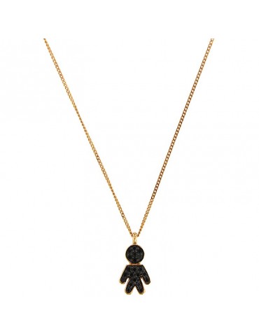 Collana Crivelli Donna - Omino in Oro Rosa con Diamanti Neri - 0