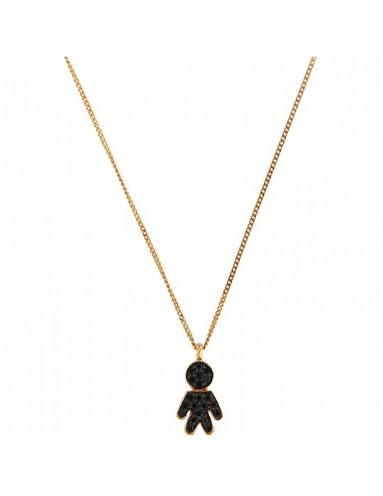 Crivelli Woman's Necklace - Little Man in Rose Gold with Black Diamonds - 0