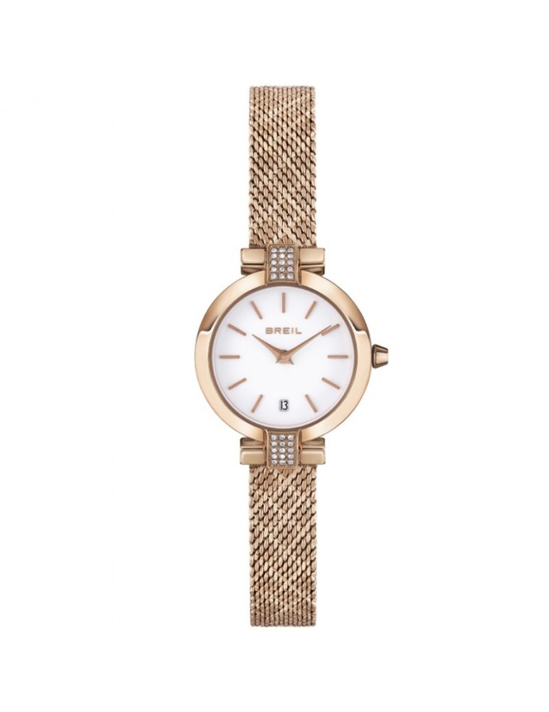 Breil Woman's Watch - Soul Time and Date 25mm White Rose Gold with Crystals - 0