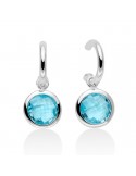 Miluna Woman's Earrings - Gemstone in Silver 925% with Blue Topaz in Circle - 0