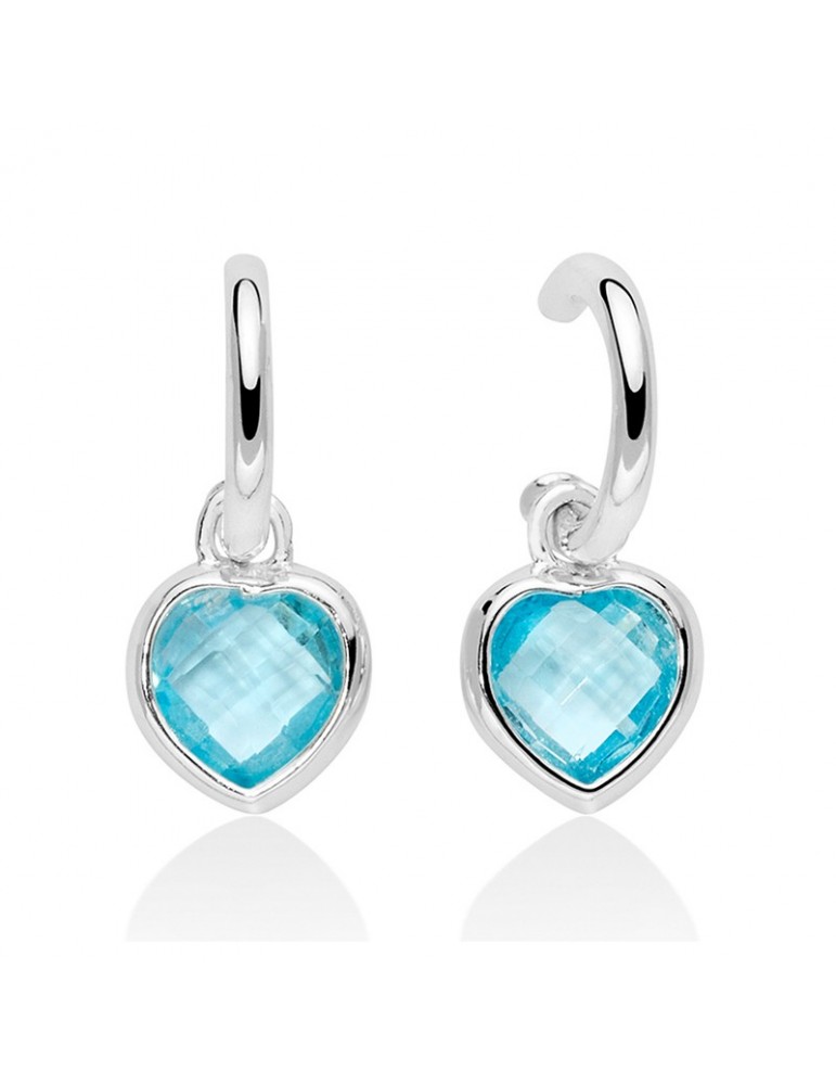 Miluna Woman's Earrings - Gemstone in Silver 925% with Blue Topaz in Heart - 0