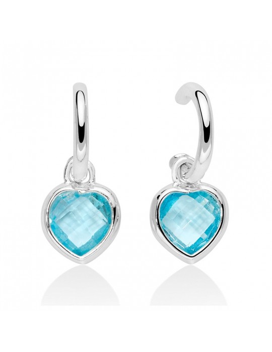 Miluna Woman's Earrings - Gemstone in Silver 925% with Blue Topaz in Heart - 0