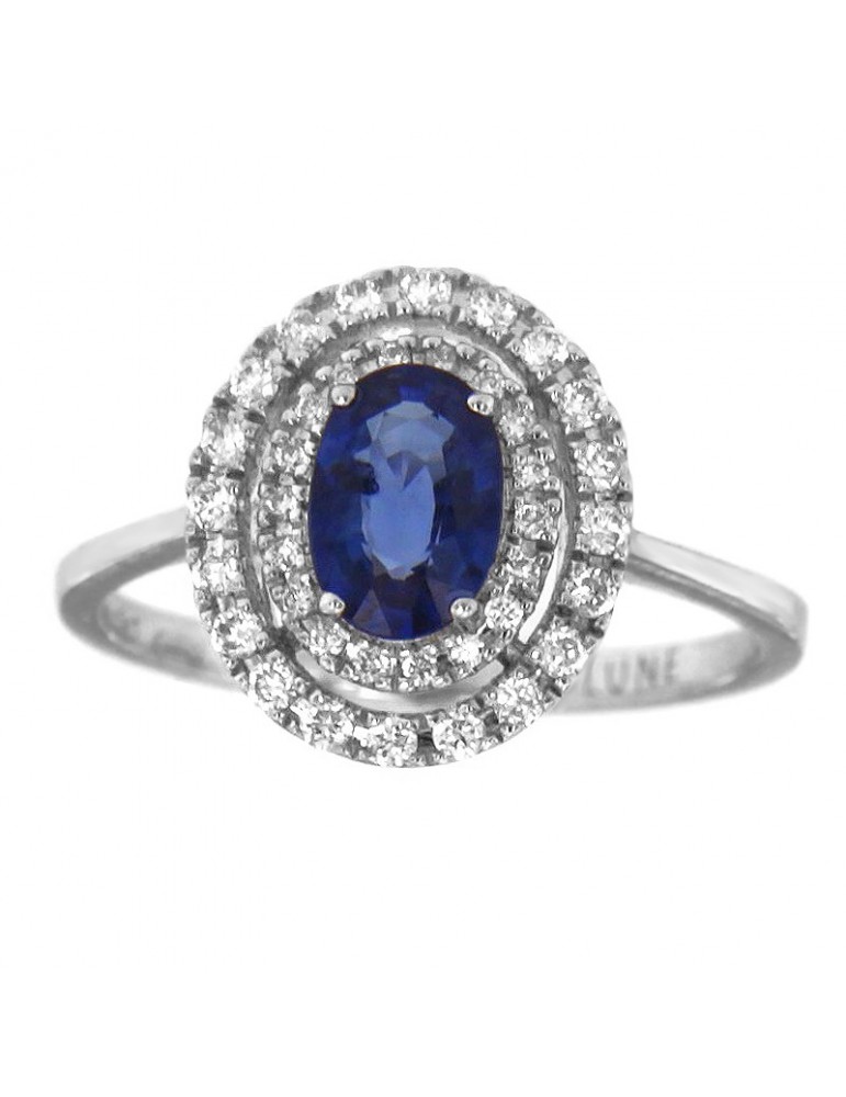 Anello Lelune Diamonds - Oro Bianco - Diamanti - Zaffiro - LDRNZB97026