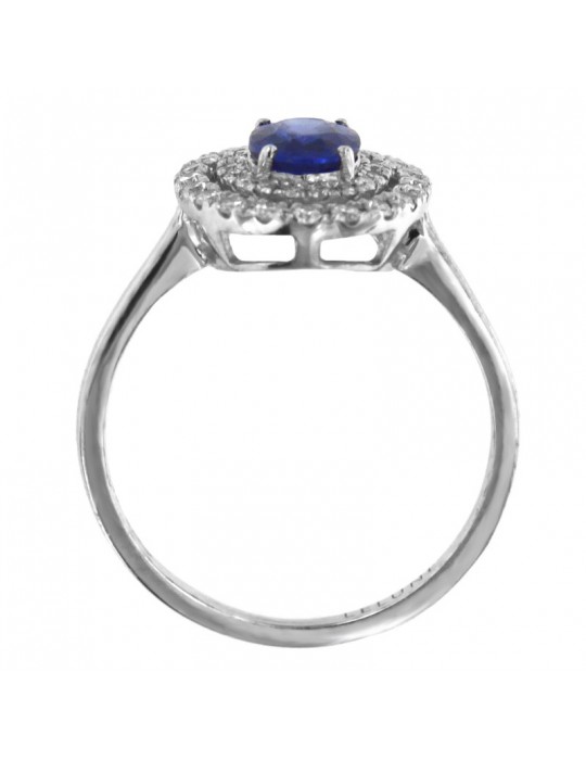 Anello Lelune Diamonds - Oro Bianco - Diamanti - Zaffiro - LDRNZB97026