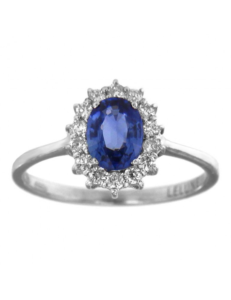 Anello Lelune Diamonds - Oro Bianco - Diamanti - Zaffiro - LDRNZB92025