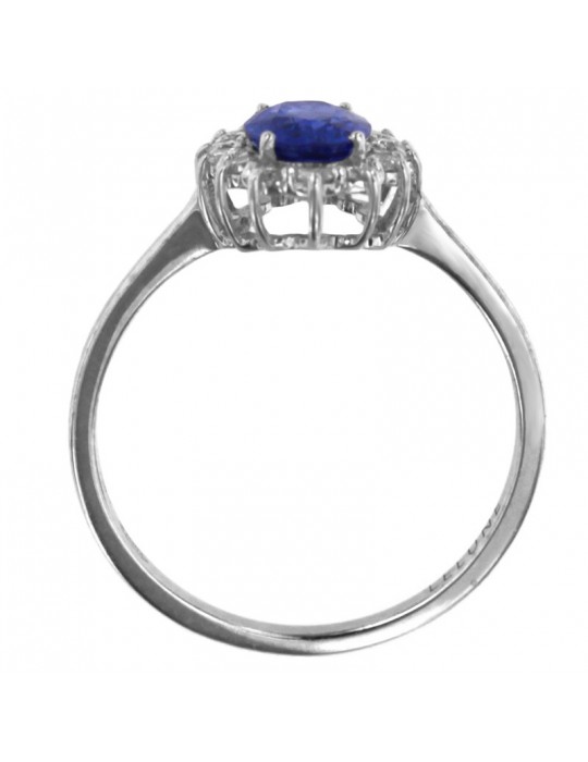 Anello Lelune Diamonds - Oro Bianco - Diamanti - Zaffiro - LDRNZB92025