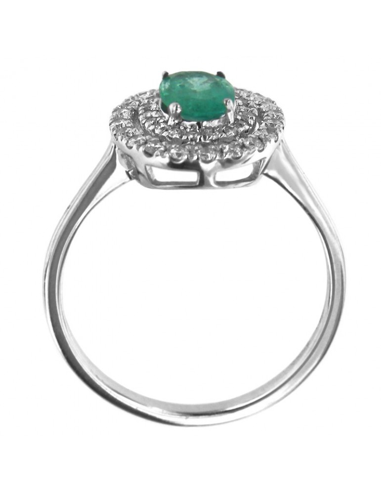 Anello Lelune Diamonds - Oro Bianco - Diamanti - Smeraldo - LDRNSM86028