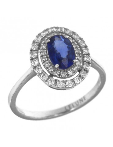 Anello Lelune Diamonds - Oro Bianco - Diamanti - Zaffiro - LDRNZB97026