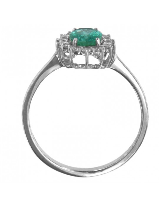 Anello Lelune Diamonds Donna - in Oro Bianco 18 carati con Diamanti e Smeraldo 0,86 carati - 0