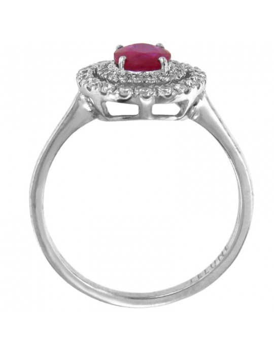 Anello Lelune Diamonds - Oro Bianco - Diamanti - Rubino - LDRNRB98025