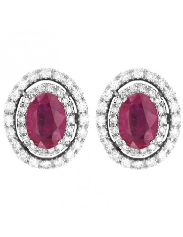 Orecchini Lelune Diamonds -Oro Bianco- Diamanti - Rubini -LDEARB192051