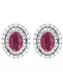 Lelune Diamonds Woman's Earrings - in 18k White Gold with Diamonds and Rubies 1.92 carats - 0