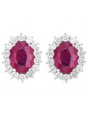 Lelune Diamonds Woman's Earrings - in 18k White Gold with Diamonds and Rubies 1.94 carats - 0
