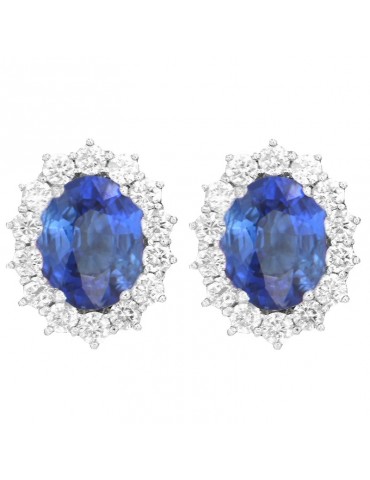 Orecchini Lelune Diamonds- Oro Bianco -Diamanti- Zaffiro -LDEAZB190050