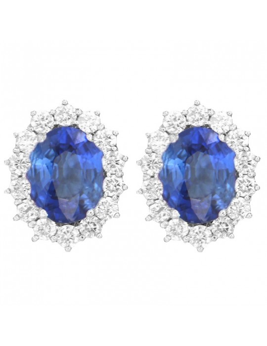 Orecchini Lelune Diamonds- Oro Bianco -Diamanti- Zaffiro -LDEAZB190050