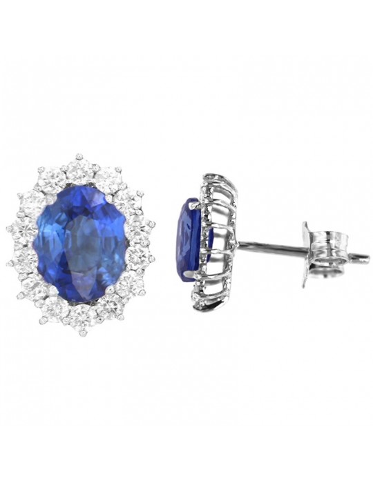 Orecchini Lelune Diamonds- Oro Bianco -Diamanti- Zaffiro -LDEAZB190050