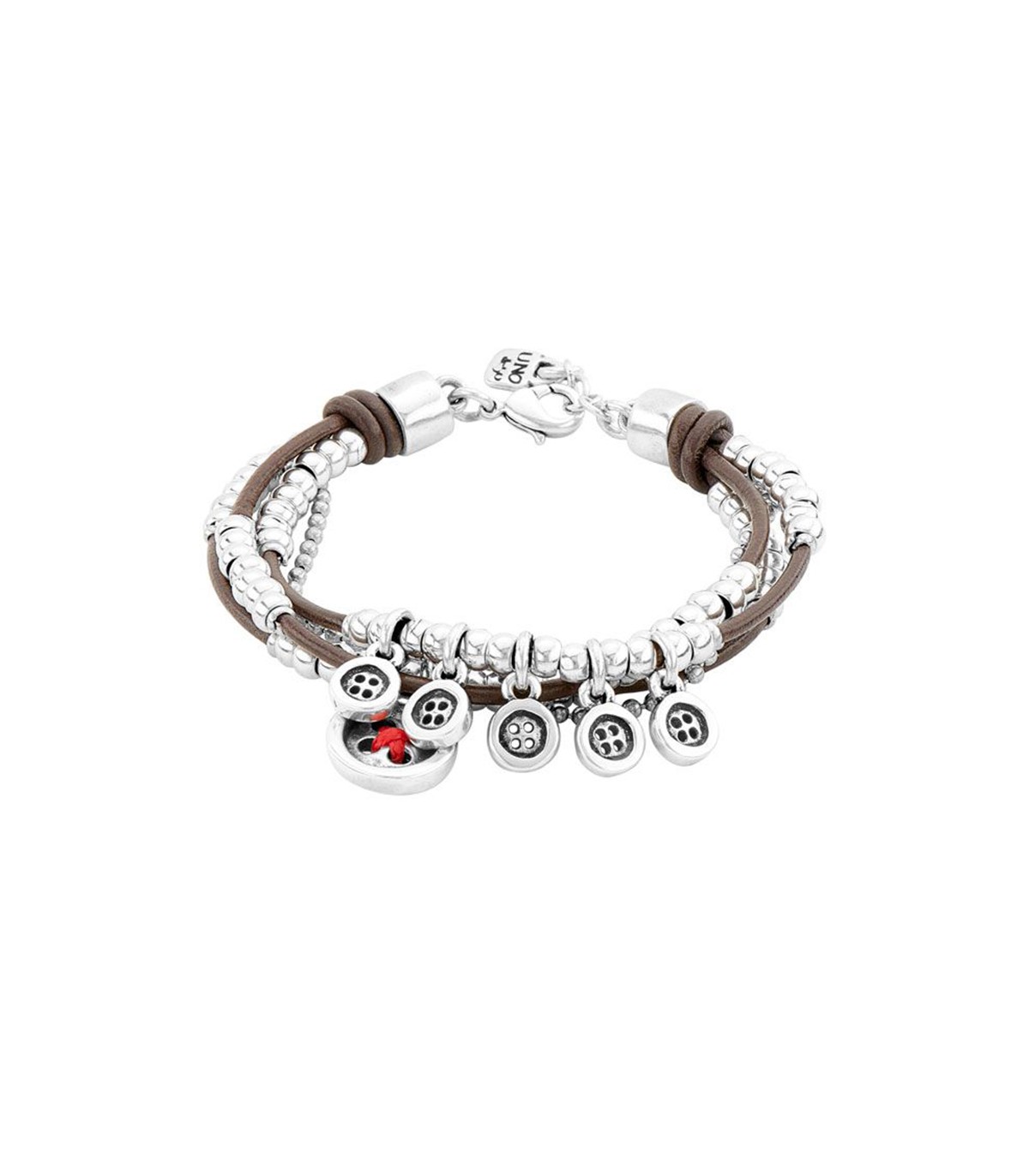 Uno 50 Woman's Bracelet - The Crew in Metal Leather with Buttons - 0