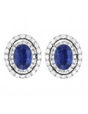 Lelune Diamonds Woman's Earrings - in 18k White Gold with Diamonds and 1.81 carat Sapphire - 0