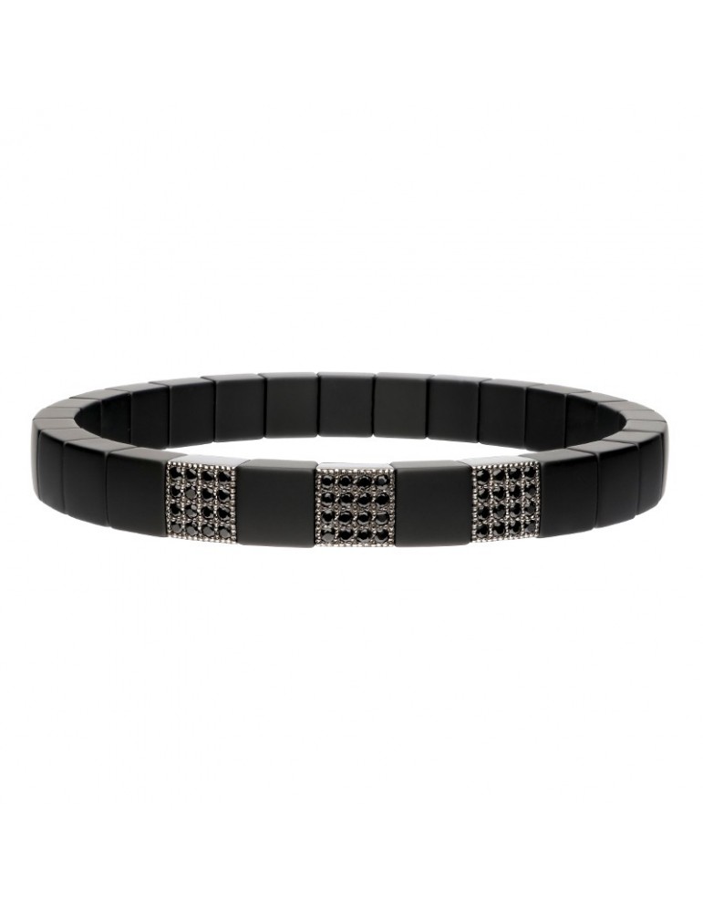 Bracciale Roberto Demeglio - Scacco - Ceramica - Diamanti Neri-951N3DN