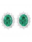 Lelune Diamonds Woman's Earrings - in 18k White Gold with Diamonds and Emeralds 1.43 carats - 0