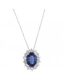 Lelune Diamonds Woman's Necklace - in 18k White Gold with Diamonds and 0.96 carat Sapphire - 0
