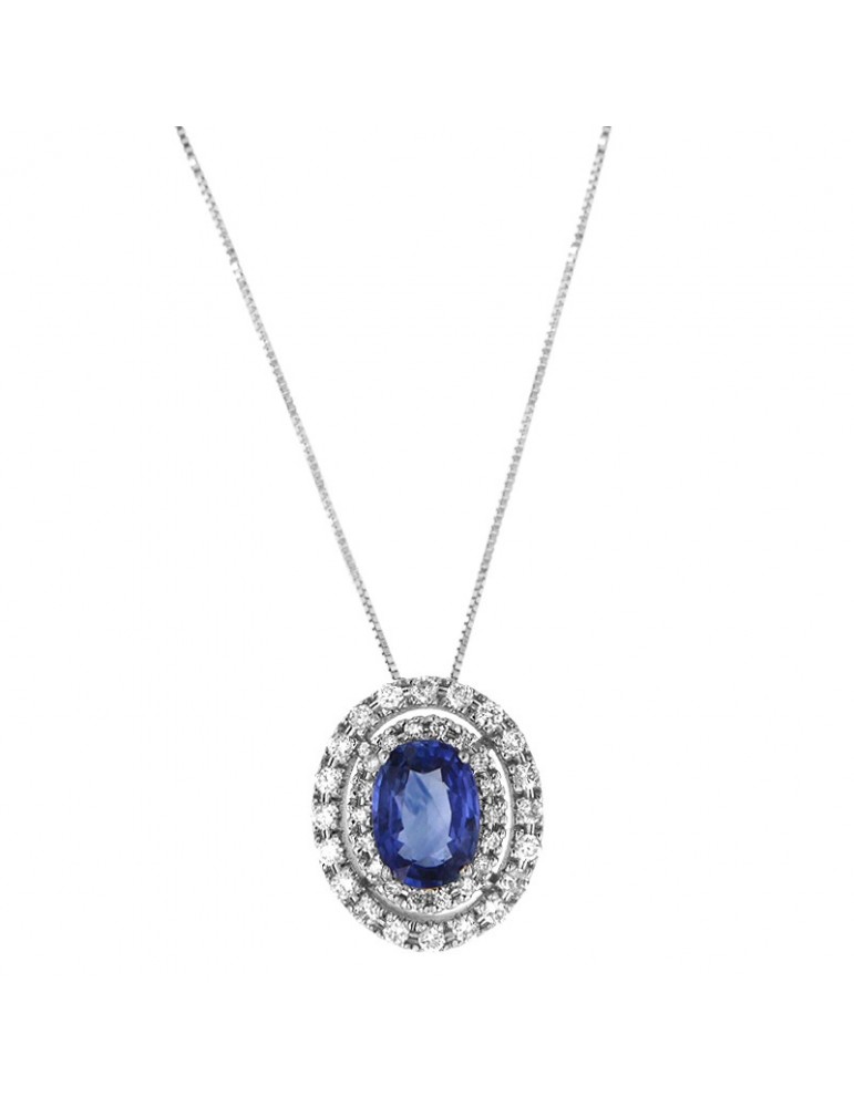 Collana Lelune Diamonds - Oro Bianco - Diamanti - Zaffiro -LDPLZB87025